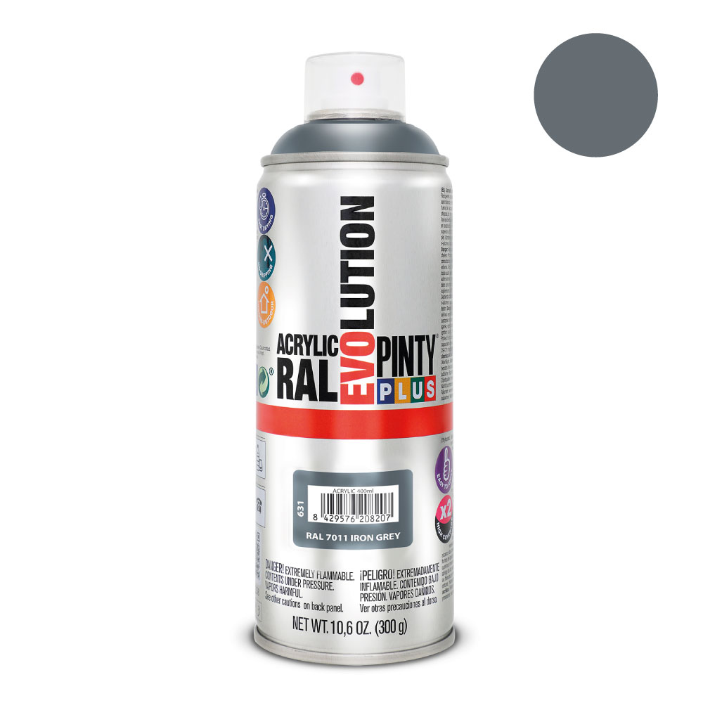 PINTURA EN SPRAY PINTYPLUS EVOLUTION 520 cc RAL 7011 GRIS HIERRO