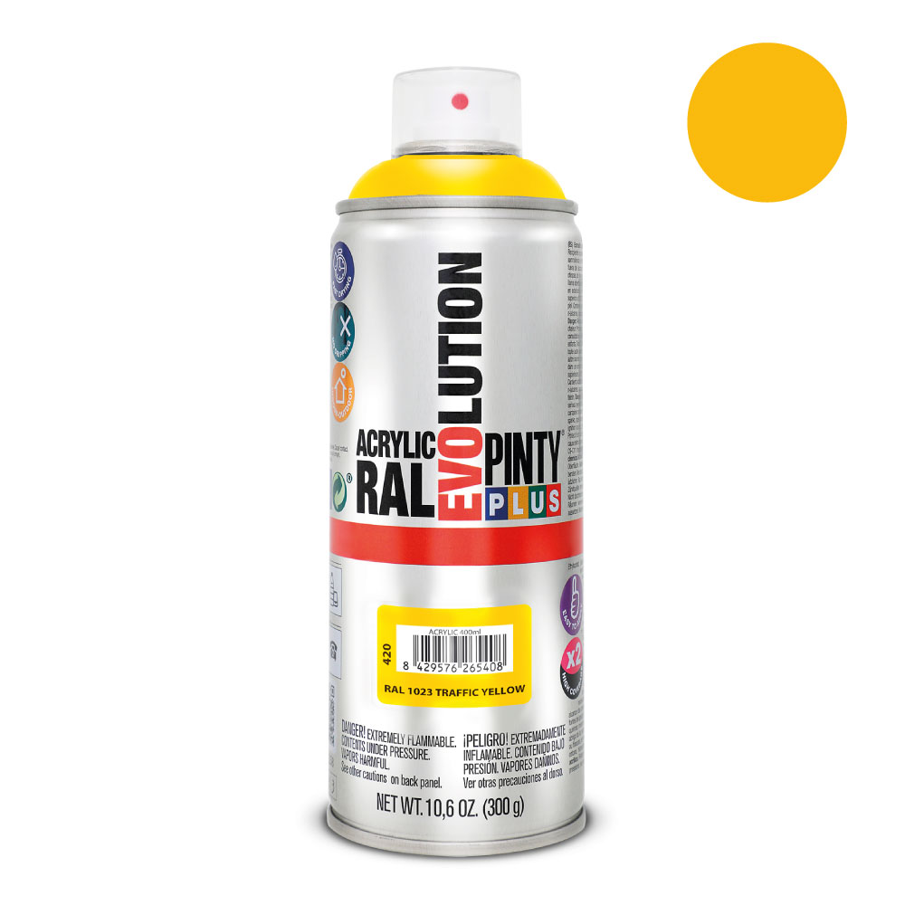 PINTURA EN SPRAY PINTYPLUS EVOLUTION 520 cc RAL 1023 AMARILLO TRAFICO