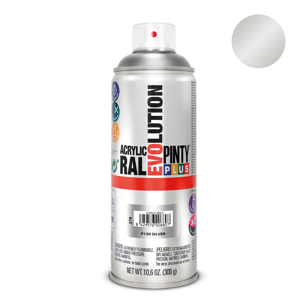 PINTURA EN SPRAY PINTYPLUS EVOLUTION 520 cc P150 PLATA