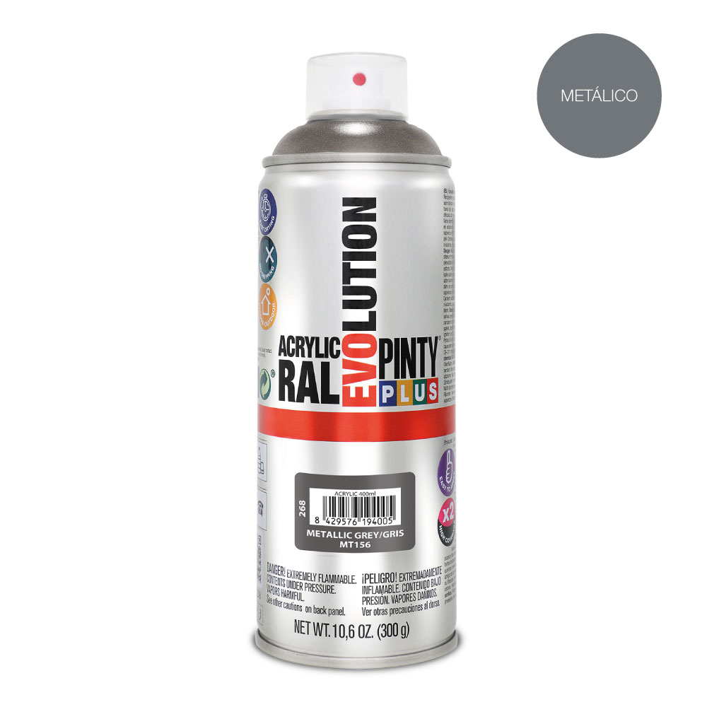 PINTURA EN SPRAY PINTYPLUS EVOLUTION METALIZADA 520 cc GRIS MT156