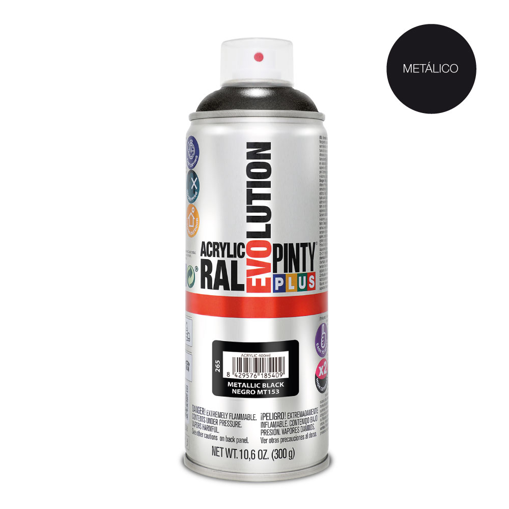 PINTURA EN SPRAY PINTYPLUS EVOLUTION METALIZADA 520 cc NEGRO MT153