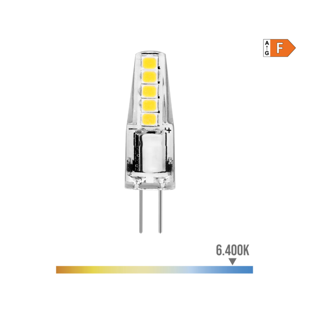 BOMBILLA BI-PIN SILICONA LED G4 12V 2W 180lm 6400K LUZ FRIA Ø10x37mm EDM