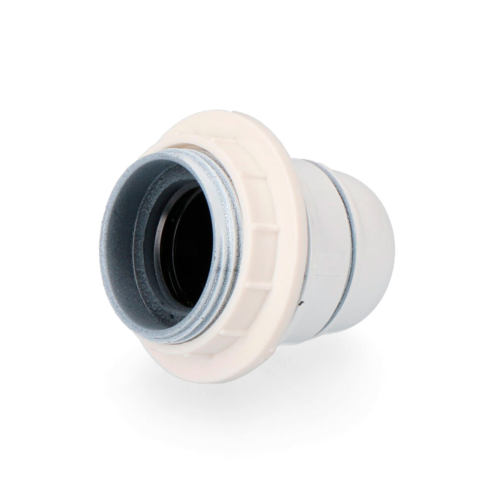 pORTALAMPARAS SEMIROSCADO BLANCO E-27 + ARANDELA (ENVASADO) EDM