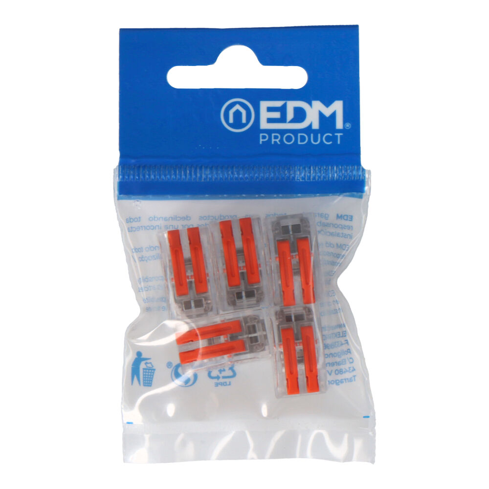 cONECTOR EMPALME 2 TOMAS DE 0,75A 2,5mm ENVASADO (5 unid.)