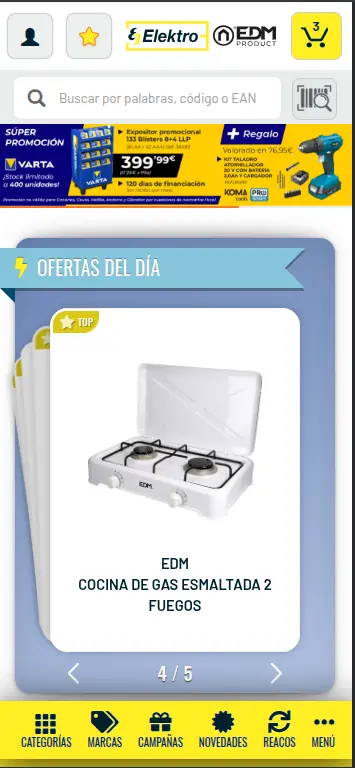 App Elektro3 — ofertas del día